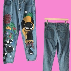 Colorful Graphic Denim Jeans